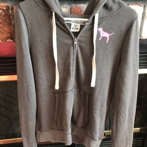 Victoria’s Secret Pink zip up- Distressed Grey
